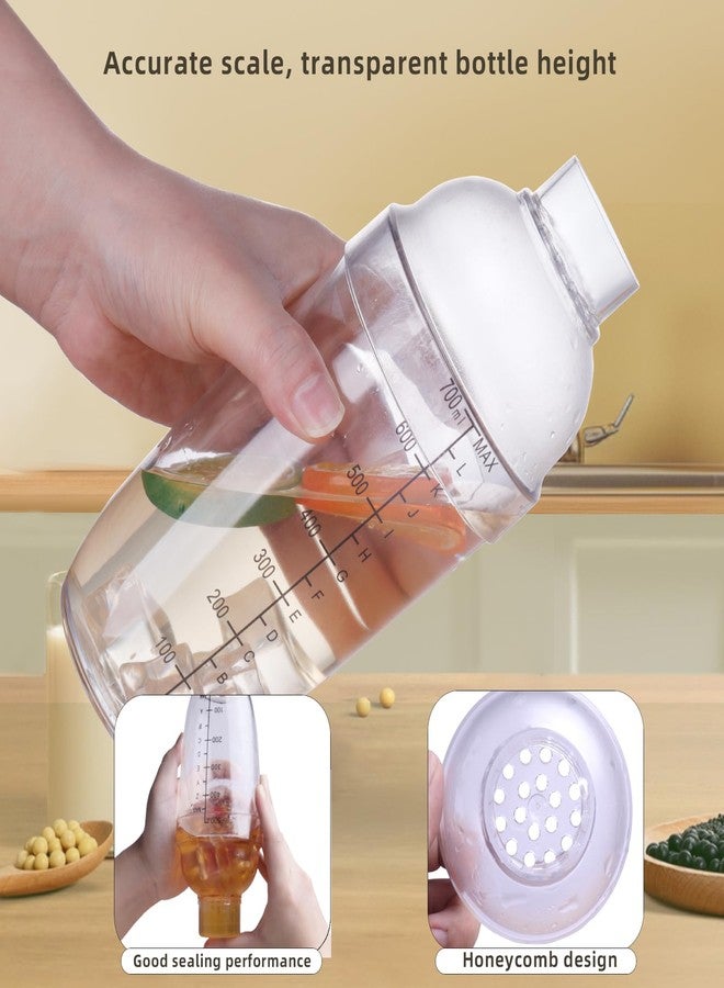 WELKOR Plastic Bar Cocktail Shaker with Measuring Jigger Set,Hand Drink Mixer Boba Tea Shaker Cup with Scales,Bar Tool Transparent Protein(350ML) - Image 4